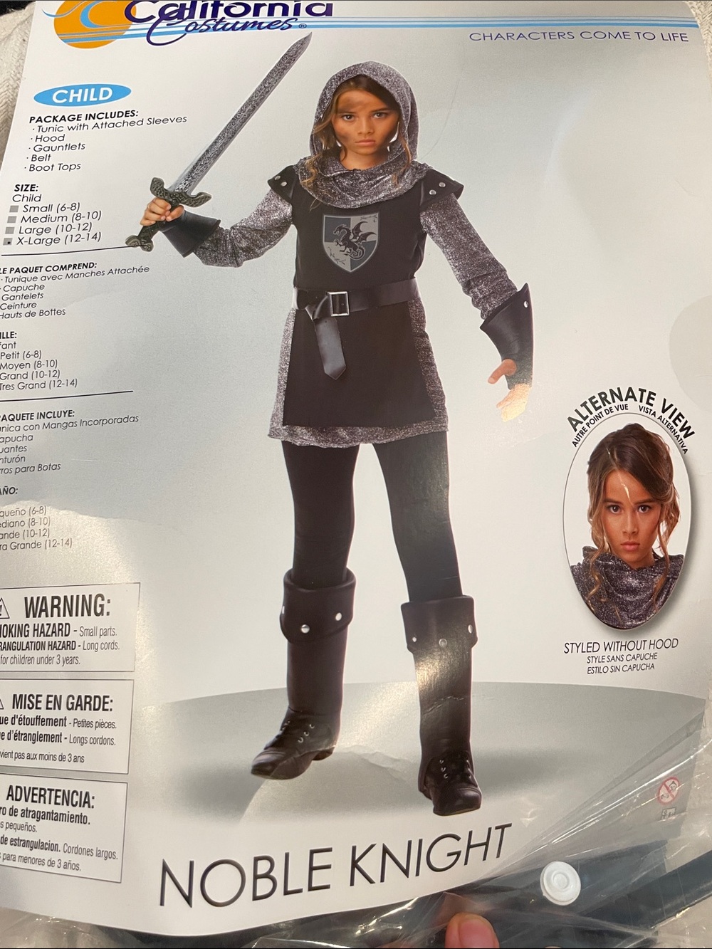 Girls Noble Knight Costume Joan of Arc Halloween Dress Up Size XL